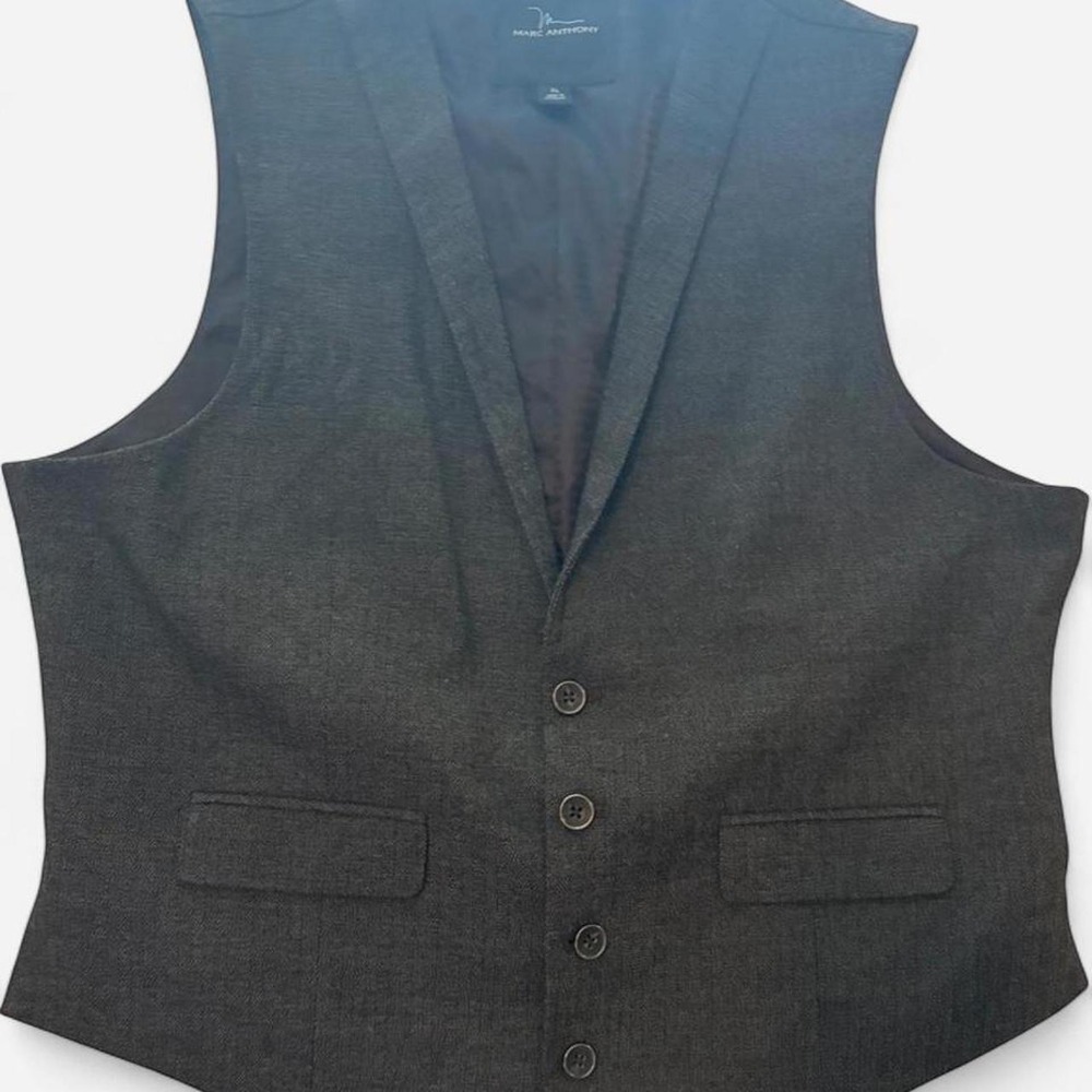 Marc Anthony Mens Gray Suit Vest XL Adjustable Back Belt Formal Casual Layering